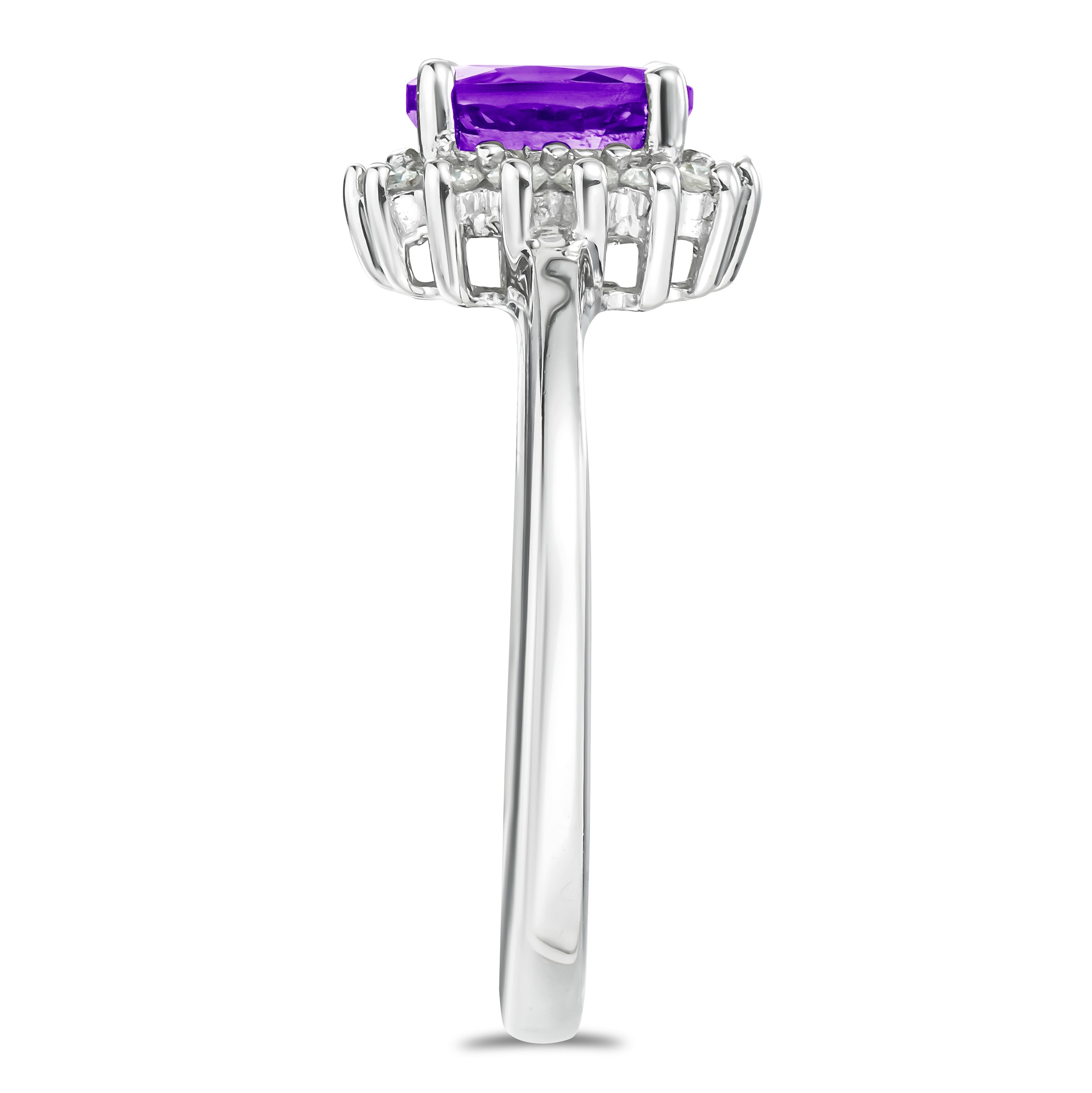 Amethyst 0.70ct And Diamond 925 Sterling Silver Ring
